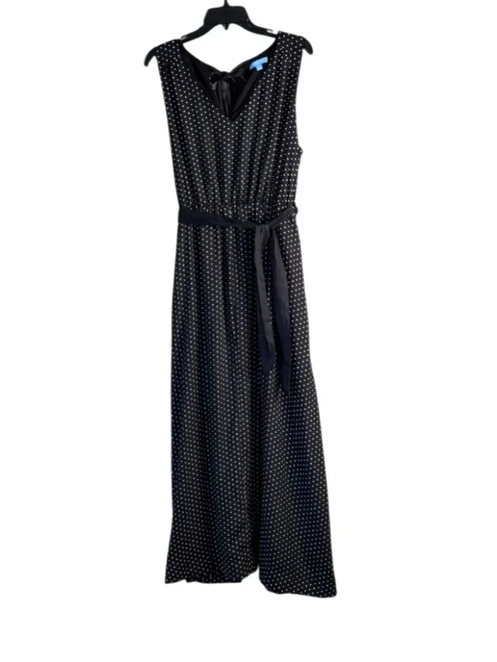 Draper James Women's Polka Dot Maxi Dress Black White Bow Size Large